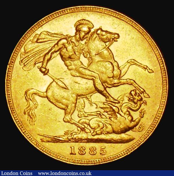 Sovereign 1885M George and the Dragon, WW complete on truncation, horse with short tail, Marsh 107A, S.3857C Near EF with some contact marks : English Coins : Auction 179 : Lot 2089