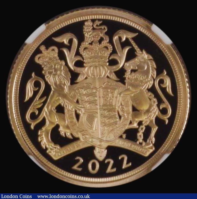 London Coins : A179 : Lot 2192 : Sovereign 2022 Queen Elizabeth II Platinum Jubilee Gold Proof in an NGC 'First Releases' h...