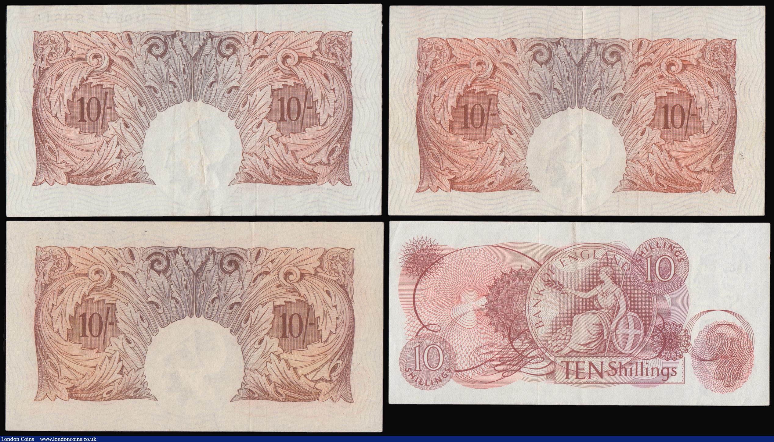 London Coins : A179 : Lot 25 : Ten Shillings 1950-60's period Red-Brown Britannia medallion and the QE2 portrait issues (4) wi...