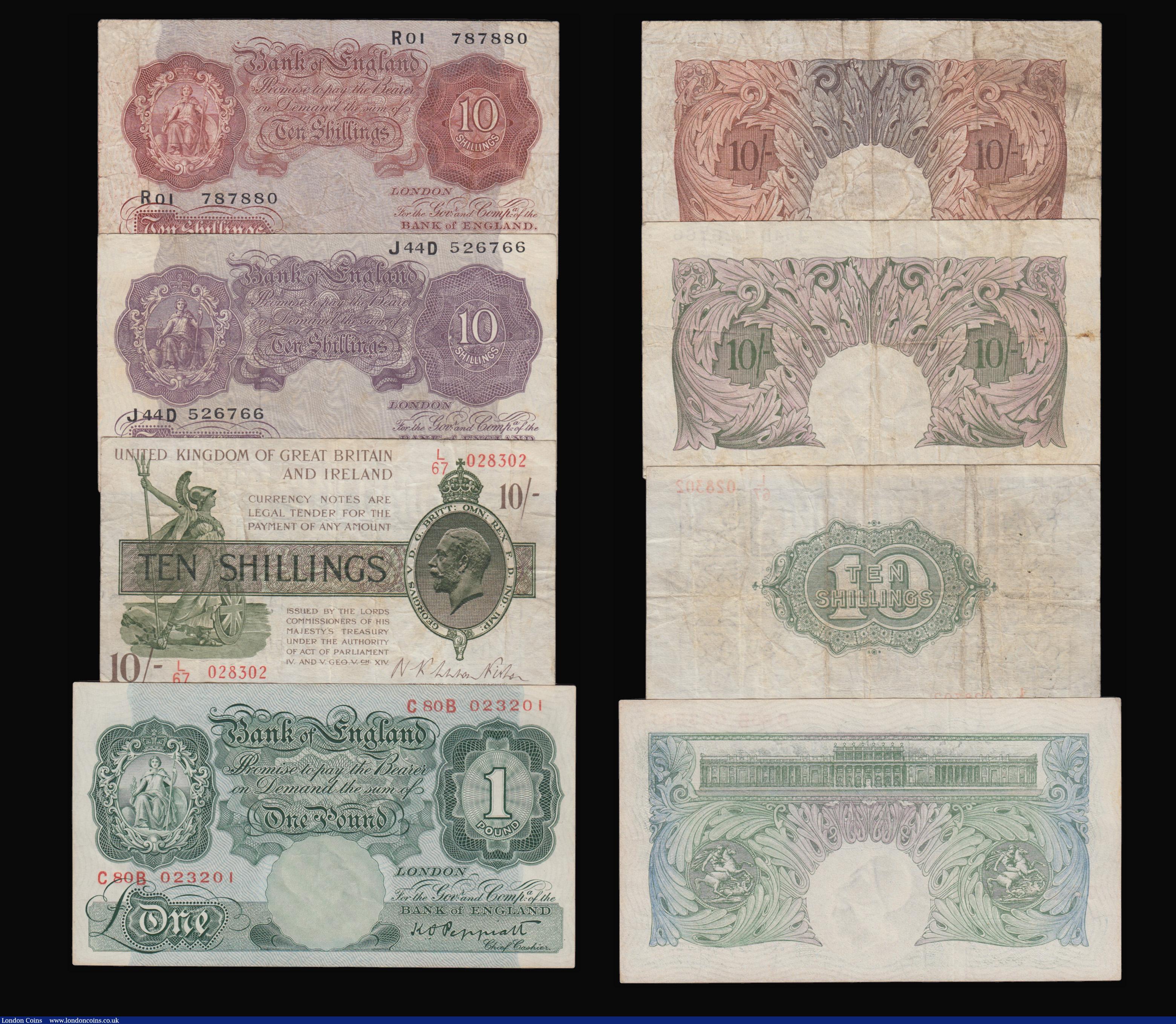 London Coins : A179 : Lot 3 : Bank of England (8) One Pound (5) and Ten Shillings (3) comprising One Pound Treasury Fisher T31 C1/...