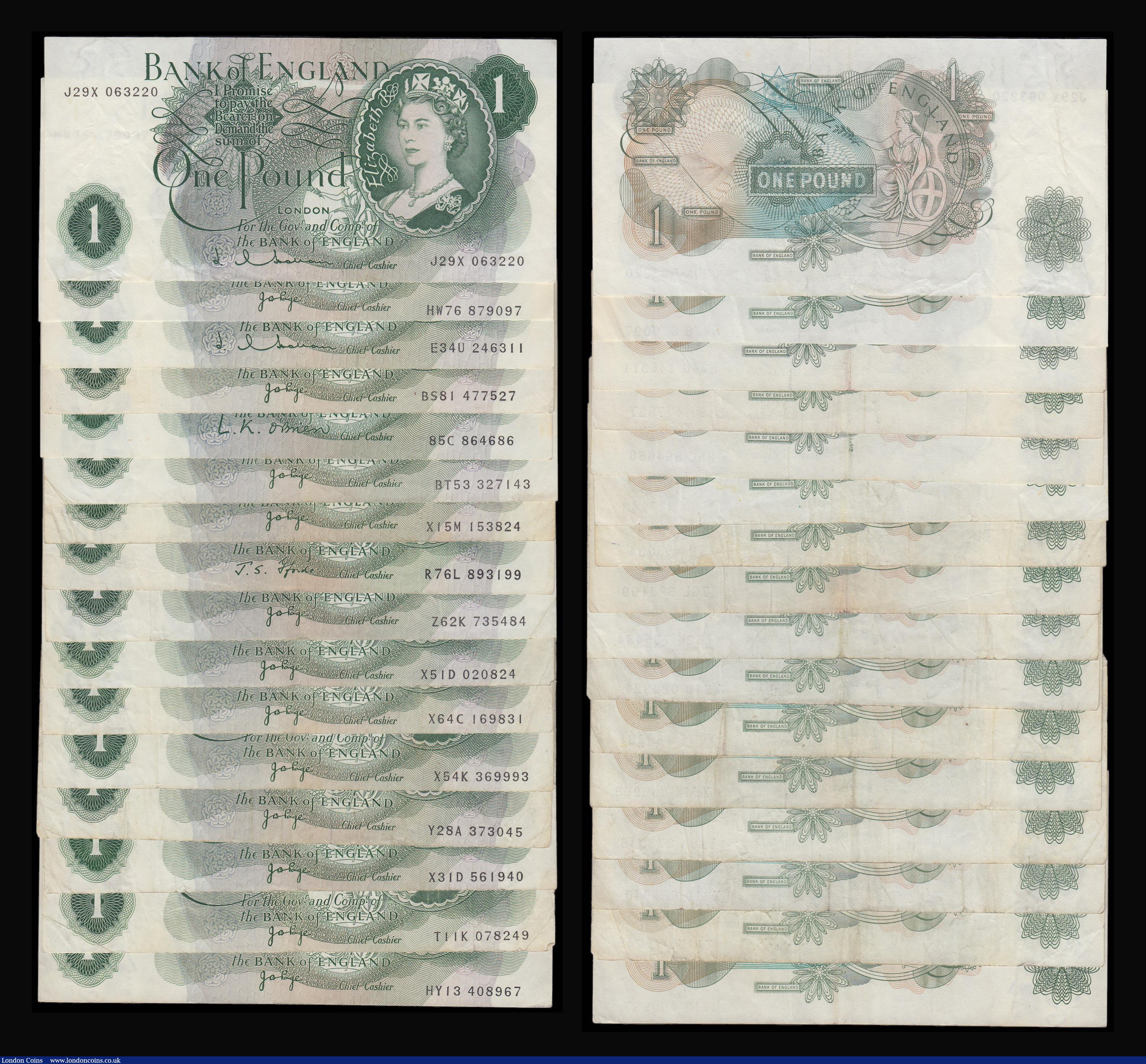 London Coins : A179 : Lot 45 : One Pound Britannia in Circle reverse O'Brien, Hollom, Page and Fforde (50) generally VF or bet...