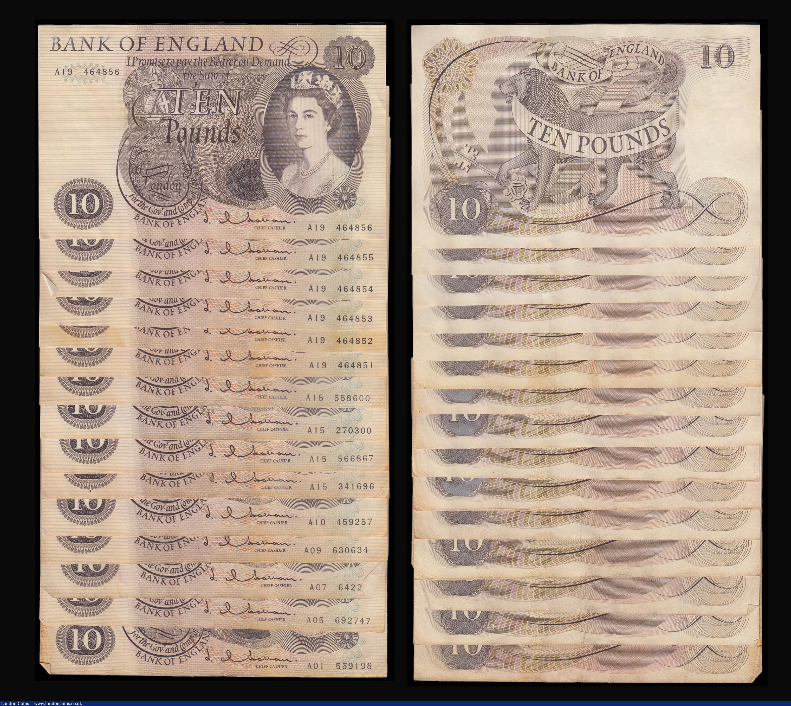 London Coins : A179 : Lot 49 : Ten Pounds Hollom 1964 B299 (49) all A prefix and including an A01 but this the only note in the gro...