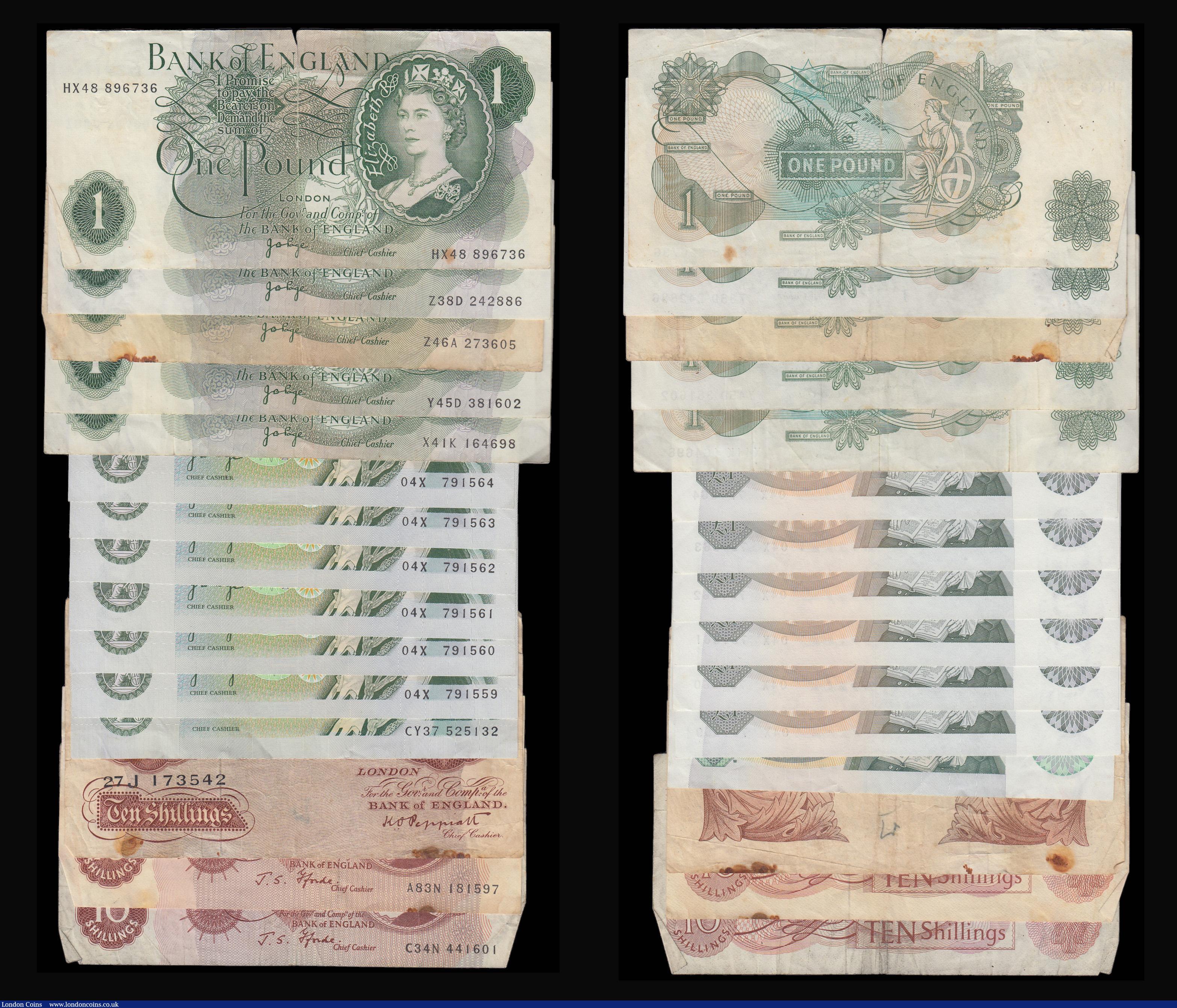 London Coins : A179 : Lot 54 : One Pound (12) Page B320 (4), Page B322 (1), Near Fine to VF, Page B339 (6) consecutive numbers 04X ...