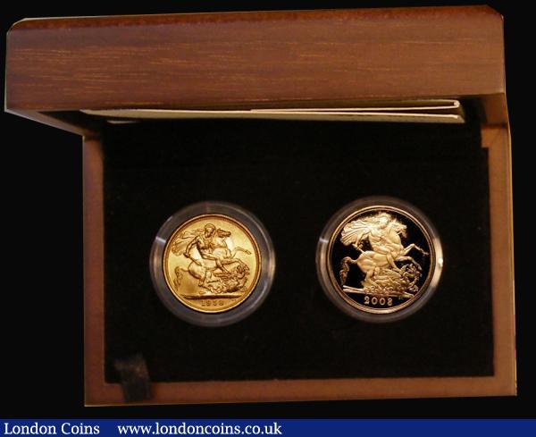 Sovereigns, 2008 50th Anniversary Gold Sovereign Set comprising Sovereigns 1958 aU and 2008 Proof FDC in the Royal Mint's 2 coin presentation box with certificate : English Cased : Auction 179 : Lot 573
