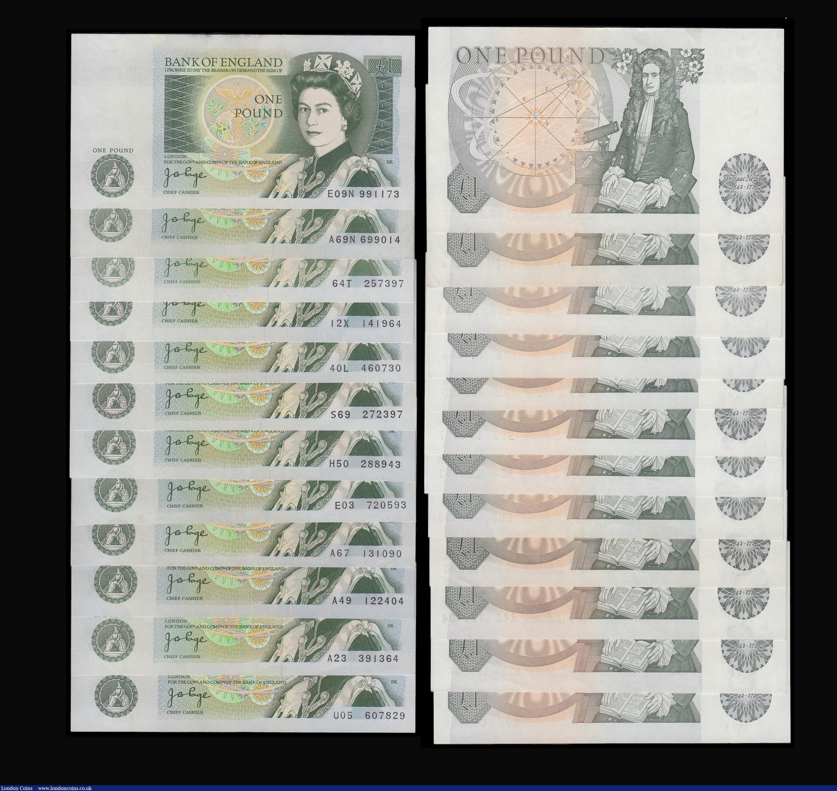 London Coins : A179 : Lot 60 : One Pound (38) Page B337 (10), B339 (3), and B340 (2) with one a last series E09N 991173, Somerset B...