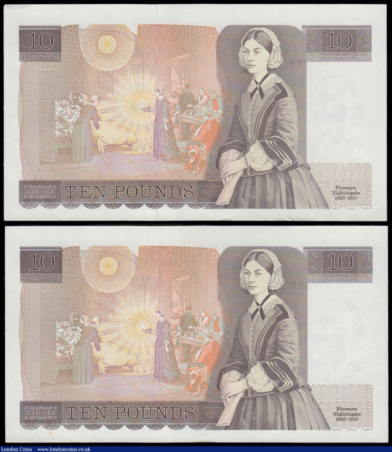 London Coins : A179 : Lot 67 : Ten pounds Gill 1988 Nightingale B354 (2) a consecutively numbered pair ES53 579458 and 459 Pick379e...