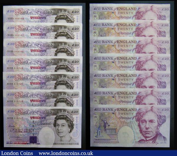 Twenty Pounds (13) Kentfield 1994 Faraday AD prefix 2 consecutives, BC55 4 consecutives and CH19 4 consecutives. Lowther 1999 Faraday B384 prefix DA66 3 consecutives generally EF-AU : English Banknotes : Auction 179 : Lot 72