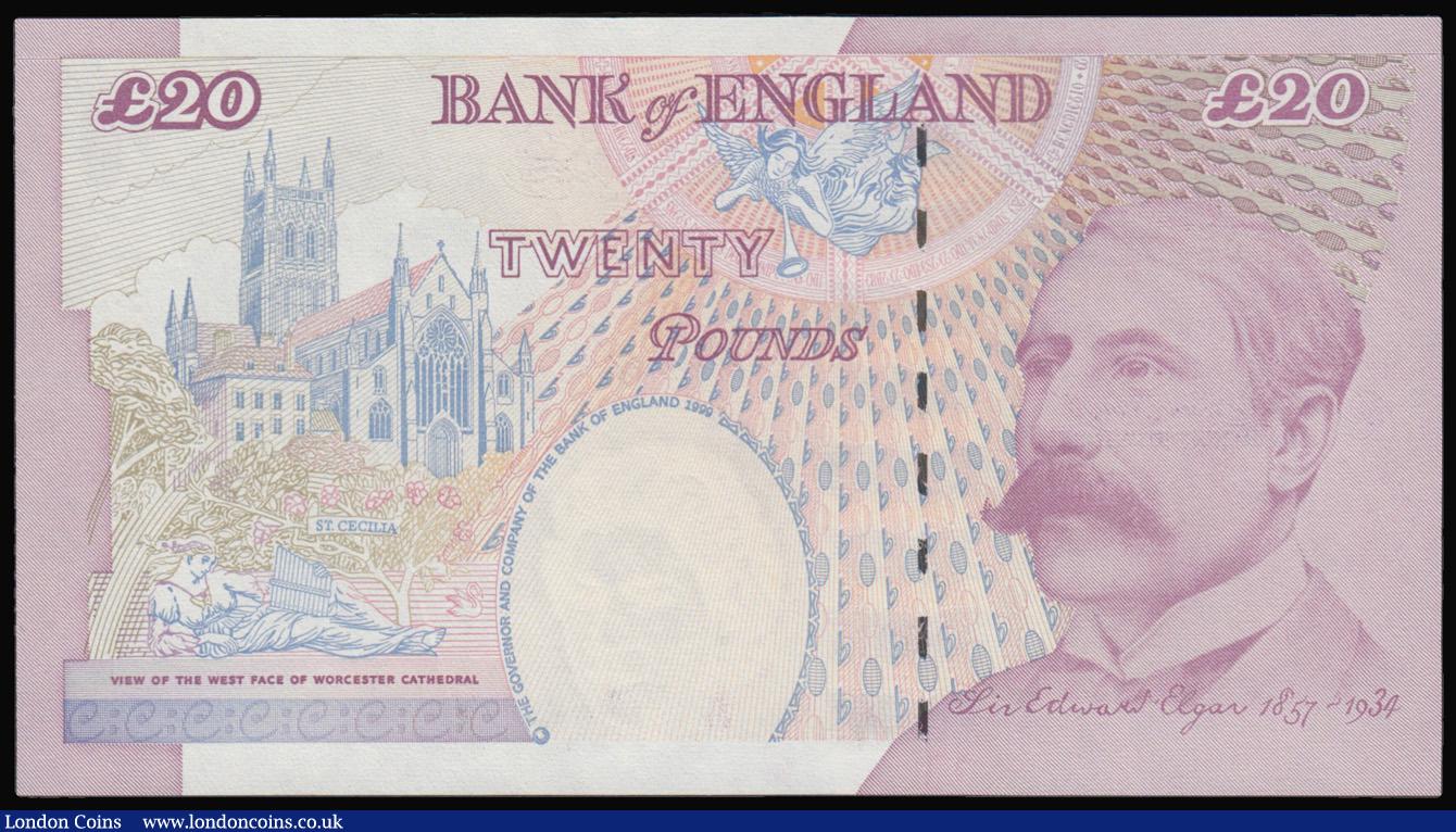 London Coins : A179 : Lot 75 : Twenty Pounds Lowther - Elgar reverse, First series B386, serial number AA01 005972 UNC with a minor...