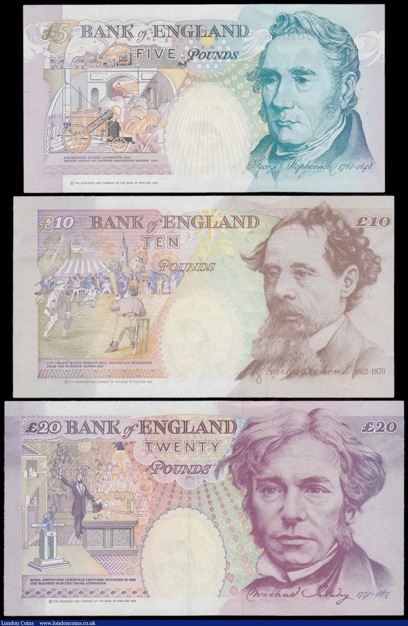London Coins : A179 : Lot 84 : Bank of England UK Royal Triplet set C134 in folder, Kentfield £5, £10 and £20, B3...