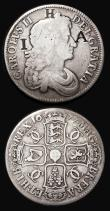 London Coins : A179 : Lot 1499 : Crowns (2) 1662 Rose below bust, edge undated, ESC 15, Bull 339 Fine with JB 1796 engraved in the ob...