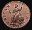 London Coins : A179 : Lot 1523 : Farthing 1773 No Stop on Reverse Peck 912 EF with some contact marks on the obverse, Very Rare, espe...