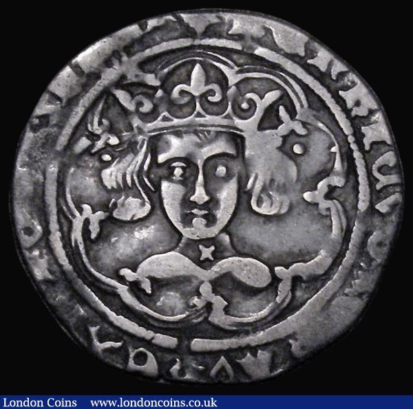 Groat Henry VI Cross-Pellet issue, Saltire on neck, fleur on breast, pellets by hair, mascle after HENRIC, Reverse with extra pellets in two quarters, mullet after POSVI, S.1937, North 1518, mintmark Cross on obverse only, 2.97 grammes, Good Fine on a slightly small flan, Ex-Carlyon-Britton, Rare, comes with three old tickets : Hammered Coins : Auction 180 : Lot 1161
