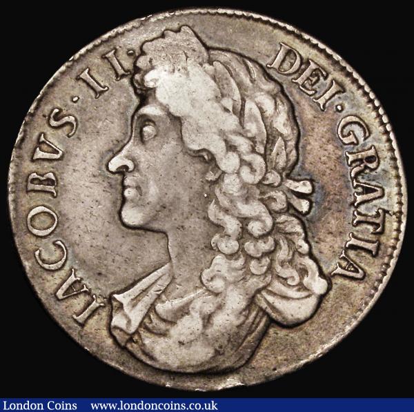 Crown 1688 Second Bust, QVARTO edge ESC 80, Bull 746 Fine, lightly toned with some minor haymarking : English Coins : Auction 180 : Lot 1235