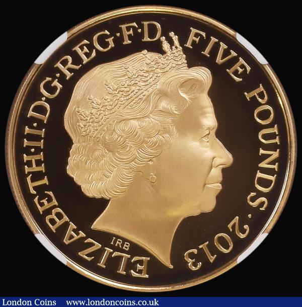 Five Pound Crown 2013 Queen Elizabeth II - 60th Anniversary of the Coronation S.L25 Gold Proof in an NGC holder and graded PF69 Ultra Cameo : English Coins : Auction 180 : Lot 1326