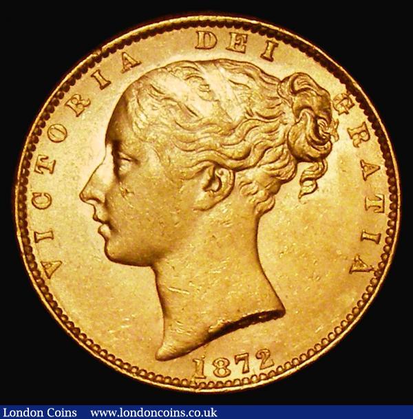 Sovereign 1872 Shield Reverse, Marsh 56, S.3853B, NEF/GEF the obverse with a contact mark on the portrait : English Coins : Auction 180 : Lot 1834