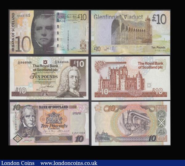 Scotland Bank of Scotland £10 (3) 23rd March 1994 EF, 19th June 2001 AU, 17 Sep 2007 AU. Five Pounds 25.6.2002 Unc along with Scottish Pounds 1980 and later from circulation : World Banknotes : Auction 180 : Lot 211