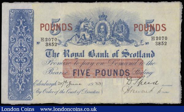 Scotland, The Royal Bank of Scotland Five Pounds Edinburgh 29th June 1923 E2070 3852 EF  : World Banknotes : Auction 180 : Lot 247