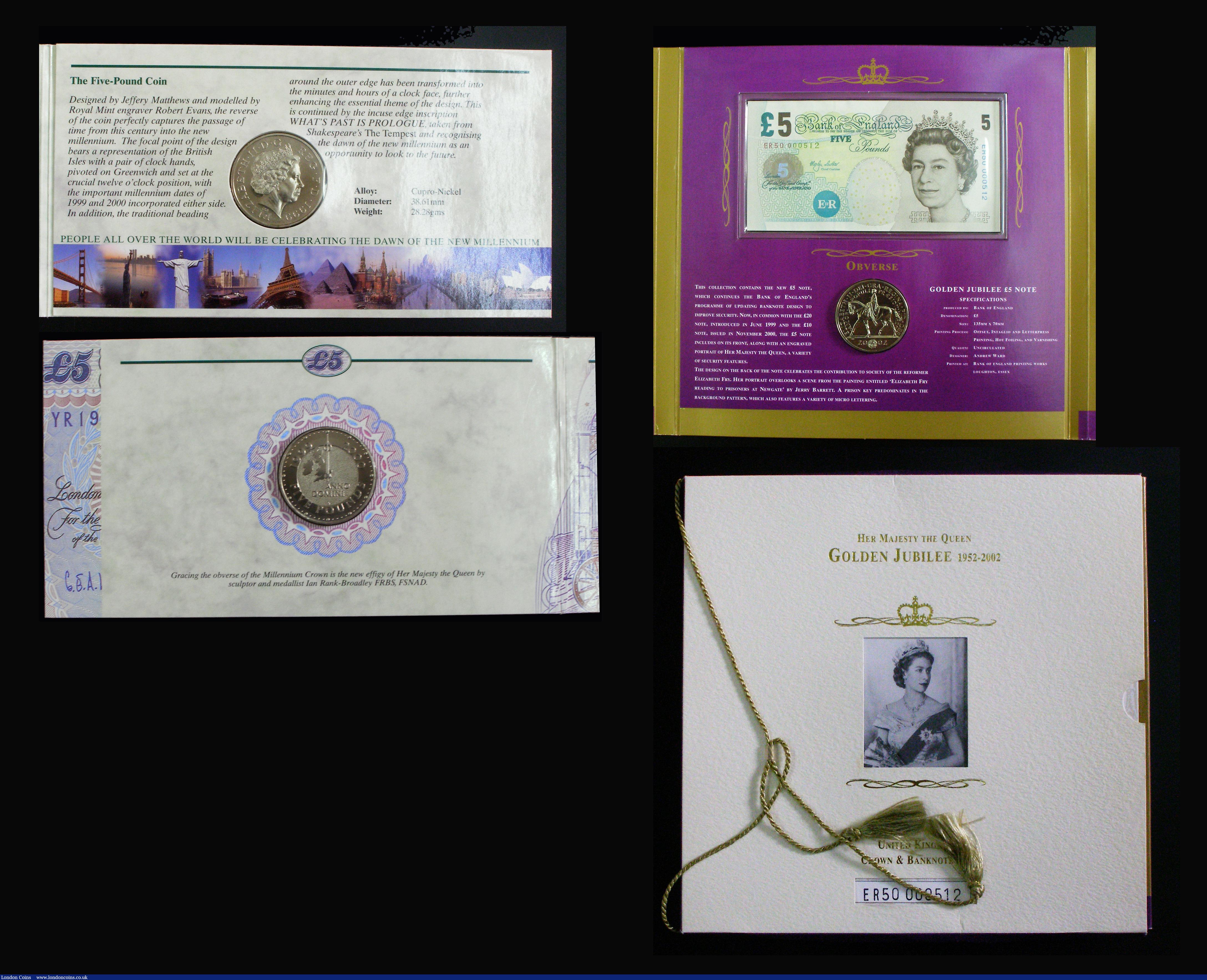 London Coins : A180 : Lot 1 : Bank of England (3) Ten Pounds Lowther Queen Elizabeth Golden Jubilee 2002 ER50 000606 UNC in the pe...