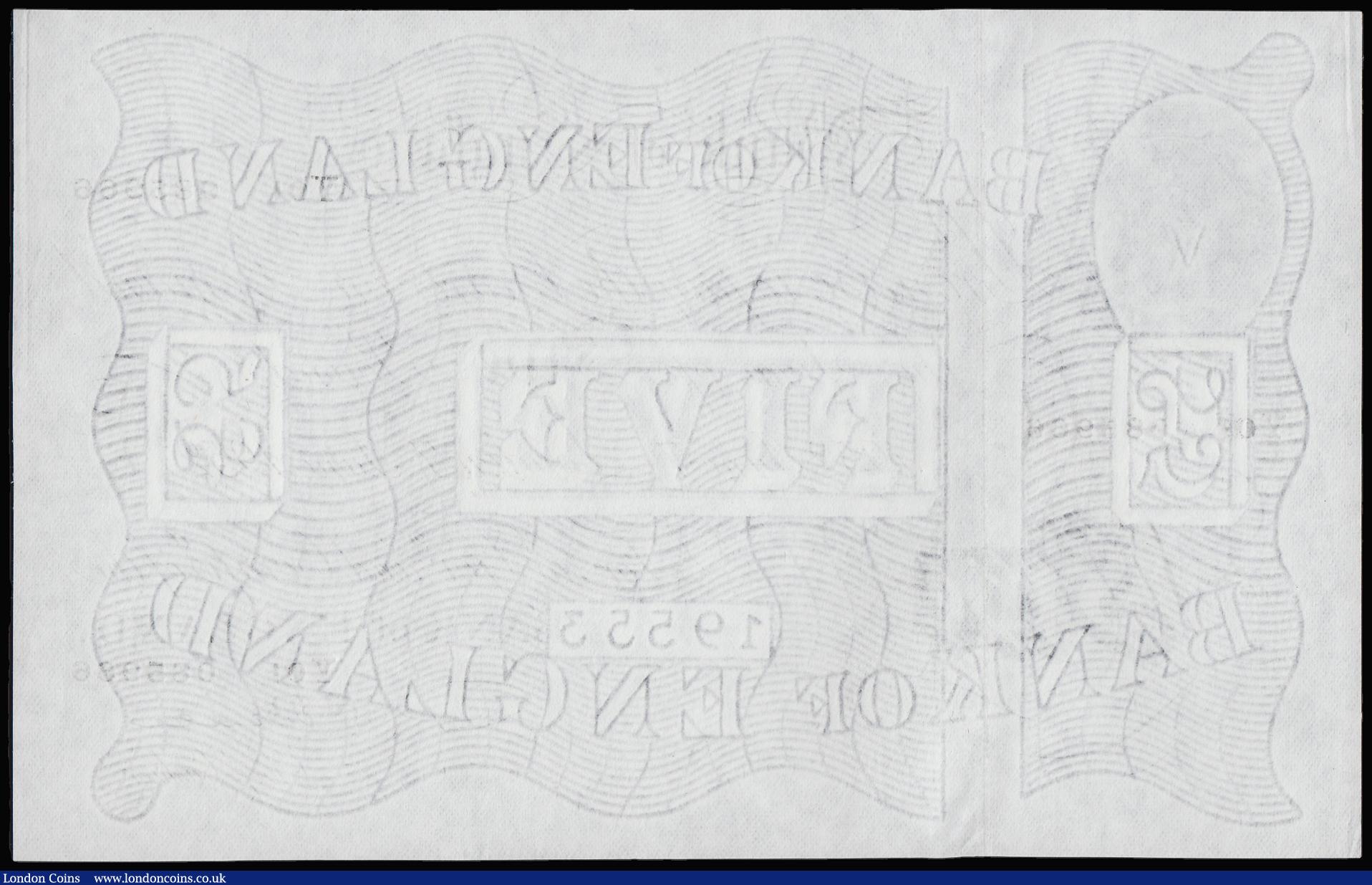 London Coins : A180 : Lot 100 : Five Pounds Beale white B270 dated 7 June 1952 Y01 085966 Unc or near so