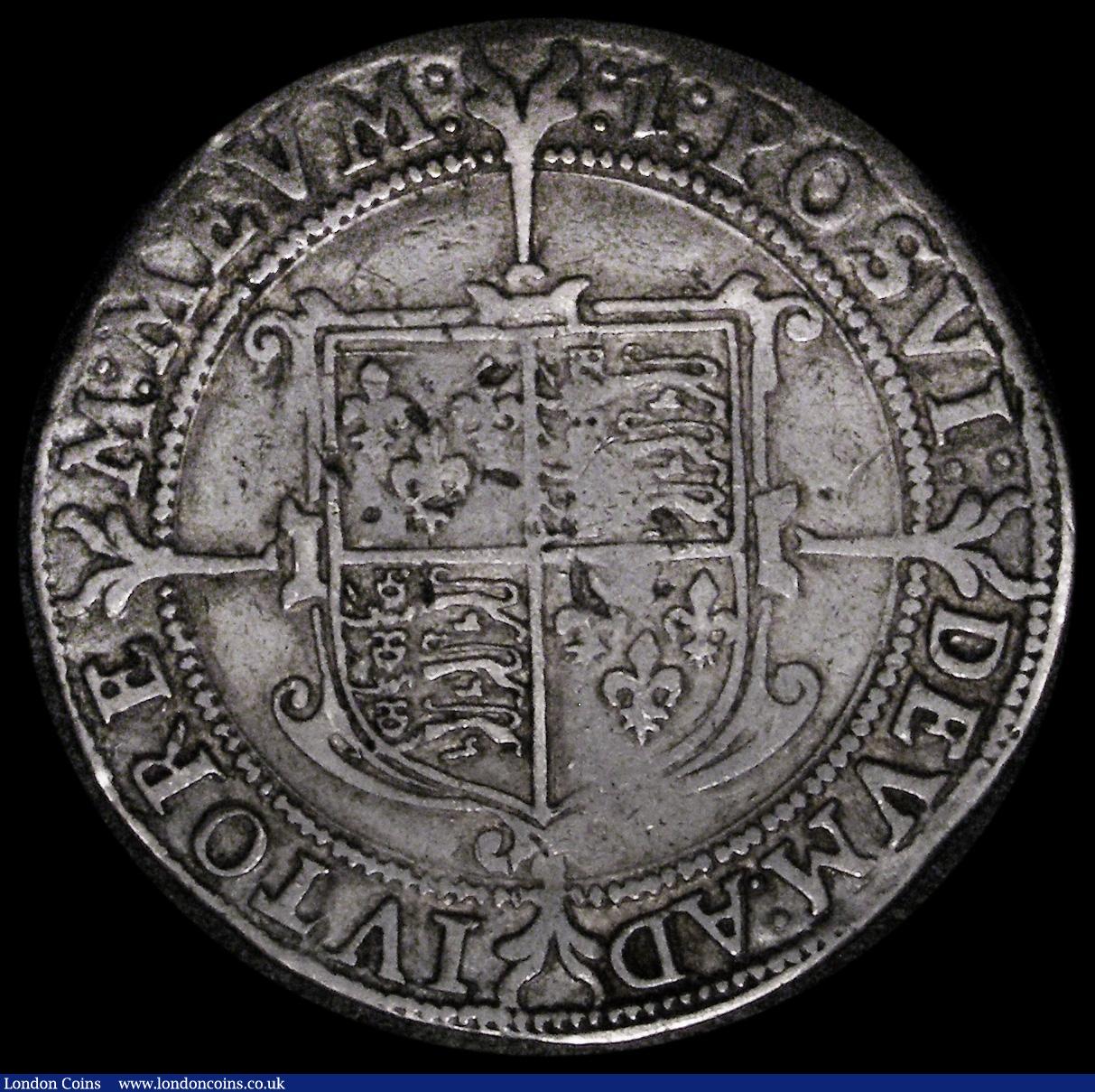 London Coins : A180 : Lot 1169 : Halfcrown Elizabeth I Seventh Issue S.2583 mintmark 1 (1601), 14.78 grammes, Fine with pleasing port...