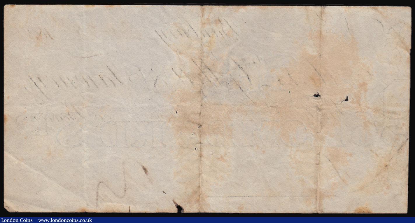 London Coins : A180 : Lot 119 : Banbury bank cheque dated 1837 for £12 7/6, Mess. Gillett & Tanney, staple holes at left &...
