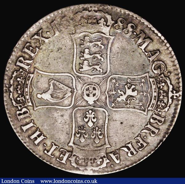 Crown 1688 Second Bust, QVARTO edge ESC 80, Bull 746 Fine, lightly toned with some minor haymarking : English Coins : Auction 180 : Lot 1235