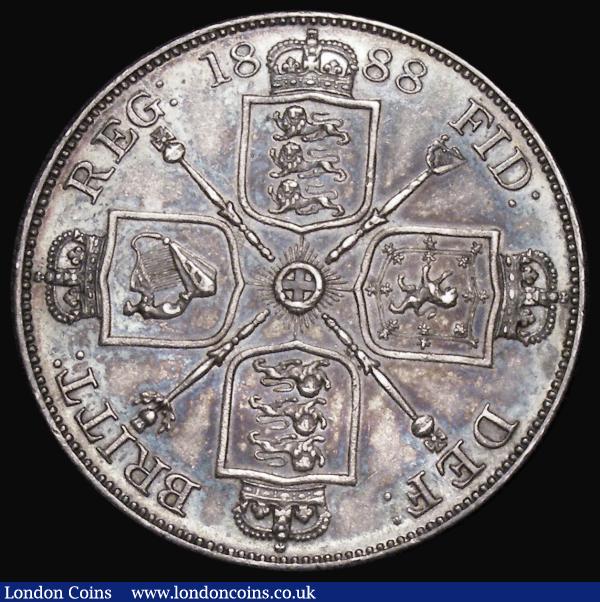 Double Florin 1888 Second I in VICTORIA an inverted 1, ESC 397A, Bull 2700, EF or near so and colourfully toned, with some minor contact marks and a gentle edge bruise, Rare in high grade : English Coins : Auction 180 : Lot 1295