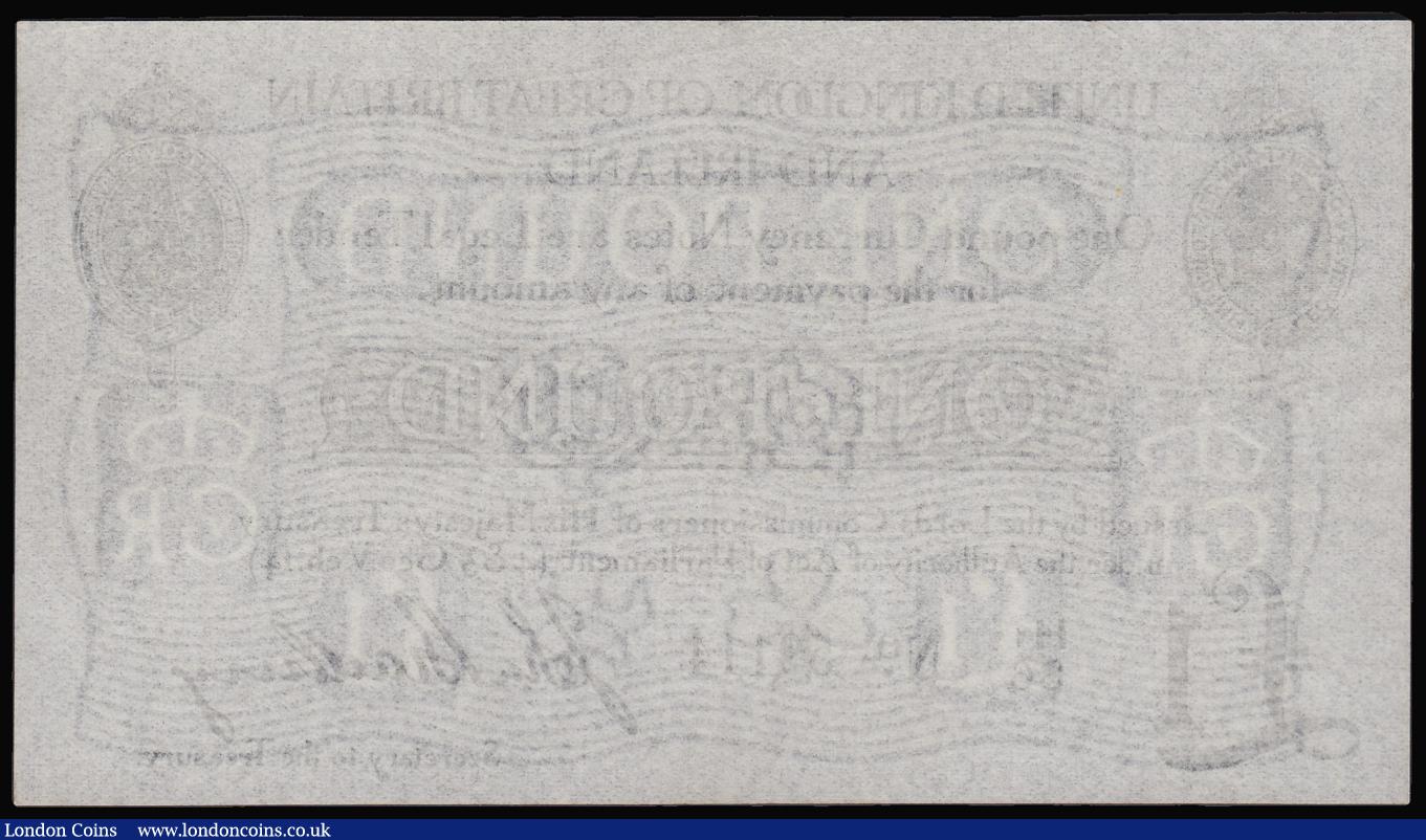 London Coins : A180 : Lot 14 : One Pound Bradbury T11.2 issued 1914 series H1/36 59114 EF