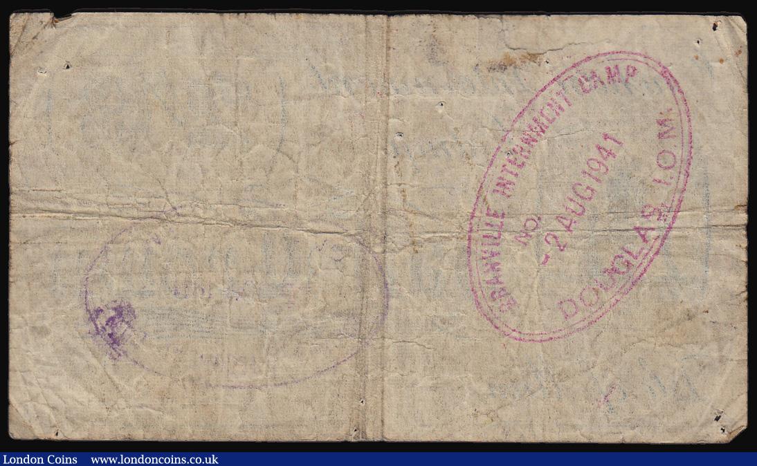 London Coins : A180 : Lot 168 : Isle of Man Onchan Internment Camp Half Crown ND (1940) number 1247 Very Good, a bankers stamp from ...