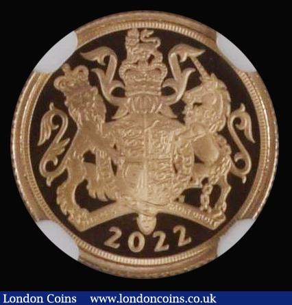 London Coins : A180 : Lot 1685 : Quarter Sovereign 2022 Queen Elizabeth II Platinum Jubilee Proof in an NGC 'First Releases'...