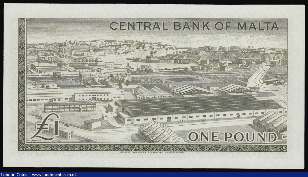 London Coins : A180 : Lot 178 : Malta One Pound QE2 portrait 1967 A/10 999271, Pick29a, UNC