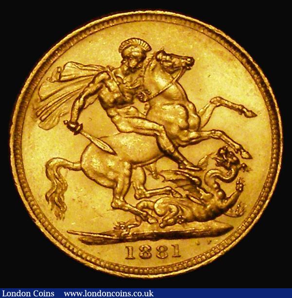 Sovereign 1881M George and the Dragon, S.3857, EF/GEF and lustrous : English Coins : Auction 180 : Lot 1849