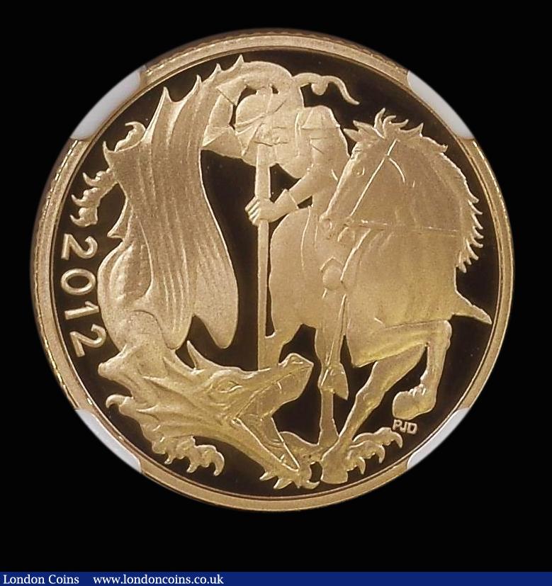 London Coins : A180 : Lot 1965 : Sovereign 2012 Queen Elizabeth II Diamond Jubilee S.SC8 Gold Proof in an NGC holder and graded PF70 ...