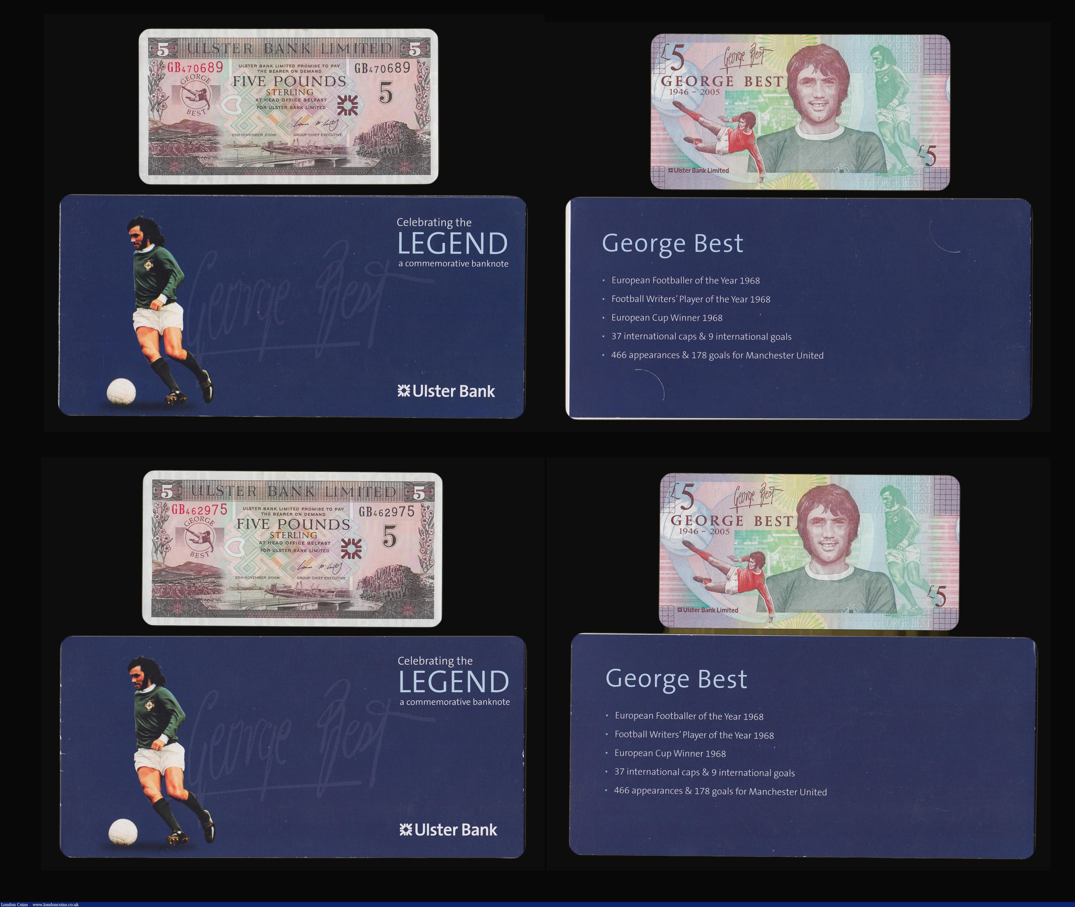 London Coins : A180 : Lot 199 : Northern Ireland Ulster Bank £5 George Best commemorative issue in folder dated 25th November ...