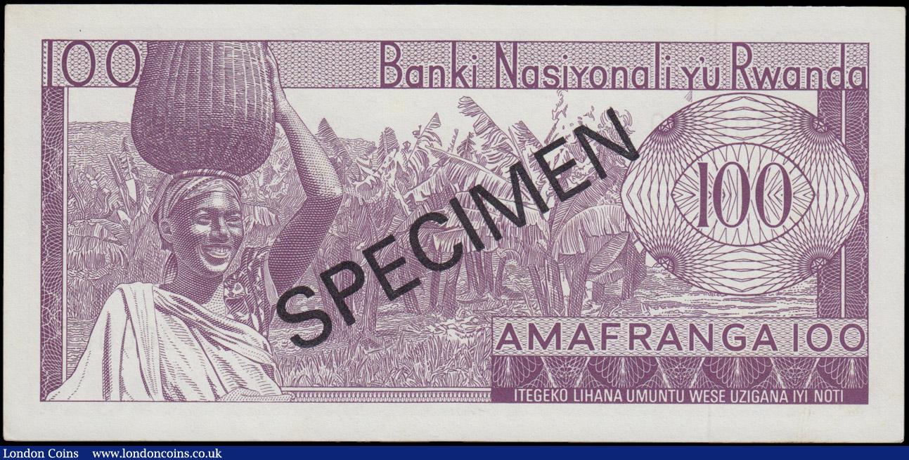 London Coins : A180 : Lot 206 : Rwanda Banque Nationale SPECIMEN 100 Francs Pick 8s3 dated 1st July 1971 signature titles Administra...