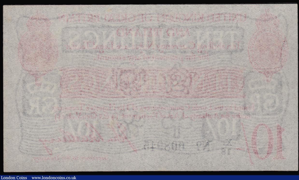 London Coins : A180 : Lot 21 : Ten Shillings Bradbury T13 Type 2 Six Digit serial issue 1915 series X1/18 008945 EF or better