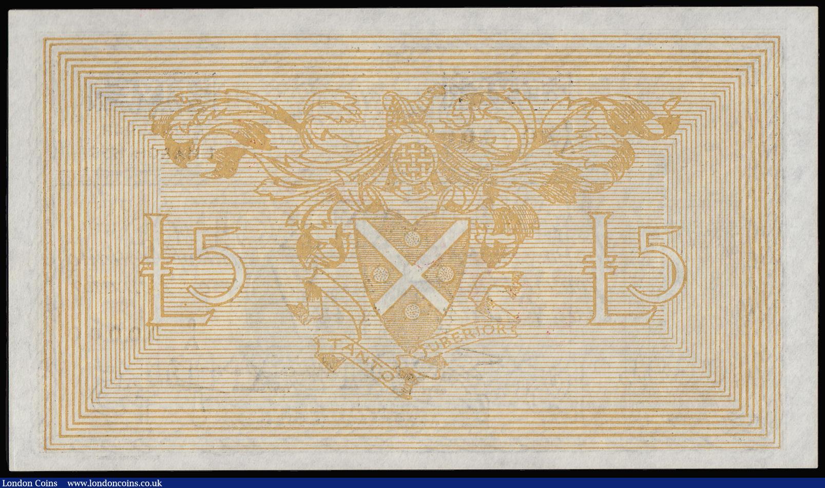 London Coins : A180 : Lot 216 : Scotland, Bank of Scotland Five Pound Specimen Edinburgh 1st March 1955 0/A 0000 SPECIMEN in red acr...