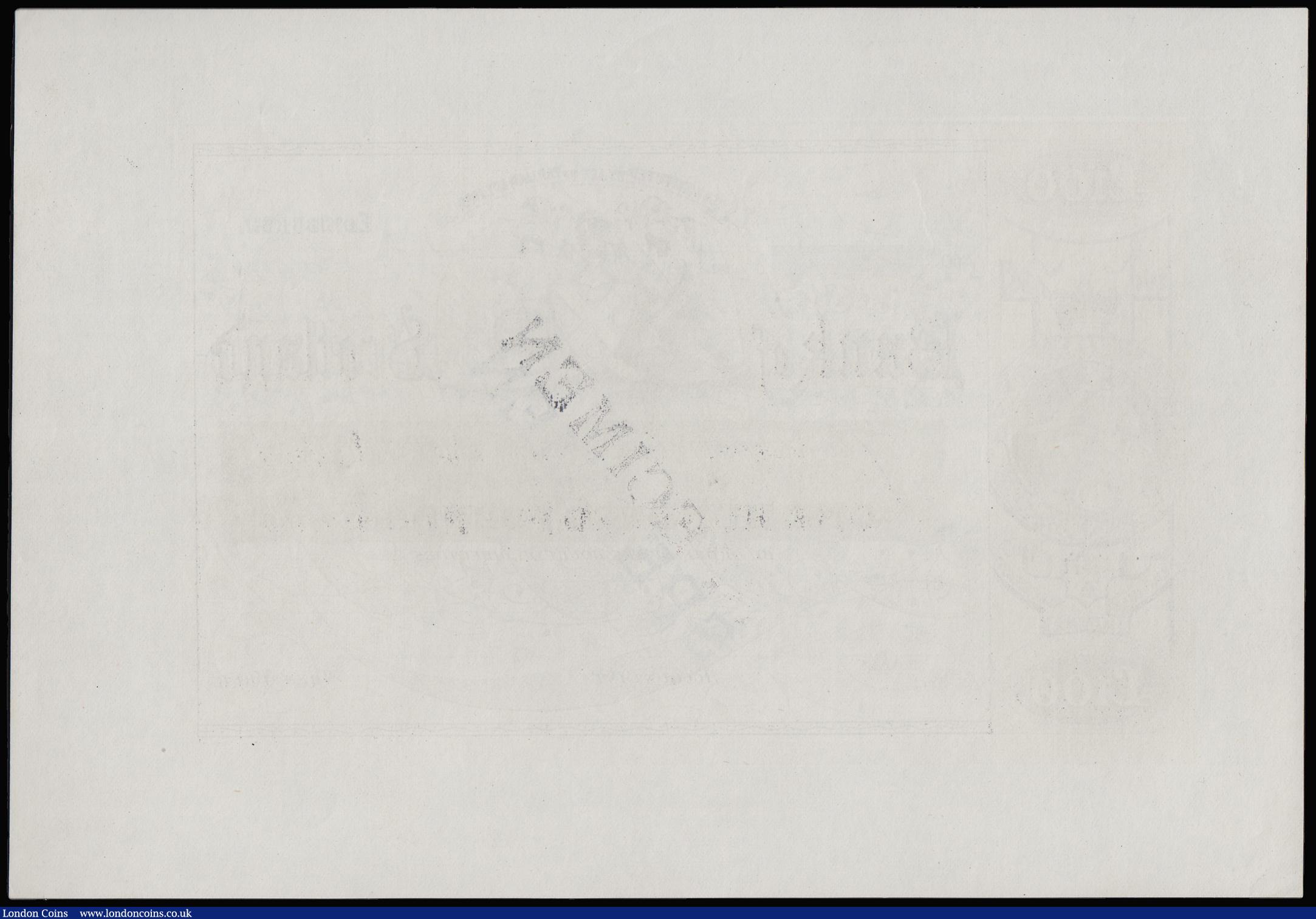 London Coins : A180 : Lot 220 : Scotland, Bank of Scotland One Hundred Pounds Colour Trial (1880) Olive-Green £100 in script f...