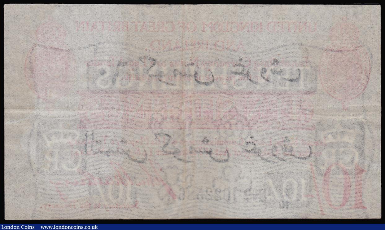 London Coins : A180 : Lot 23 : Ten Shillings Bradbury T15 issued 1915, Dardanelles overprint series Z/16 022586, pleasing and crisp...