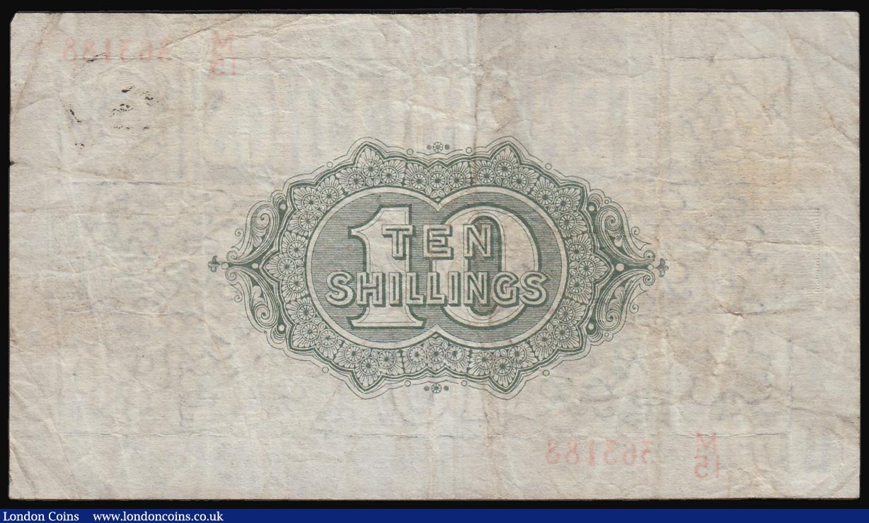 London Coins : A180 : Lot 34 : Ten Shillings Warren Fisher T30 serial M/15 363188 issued 1922, Fine or better