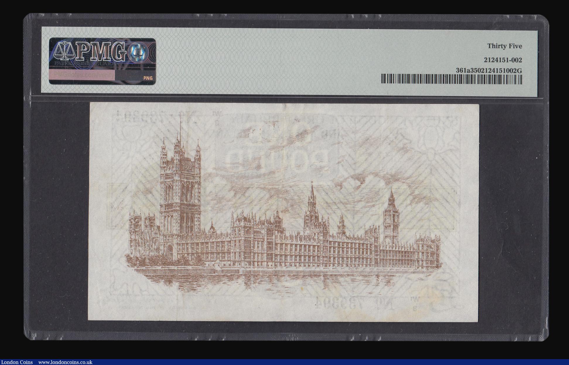 London Coins : A180 : Lot 40 : One Pound Warren Fisher 1927 issue T34 W1/8 739394 PMG 35 Choice Very Fine