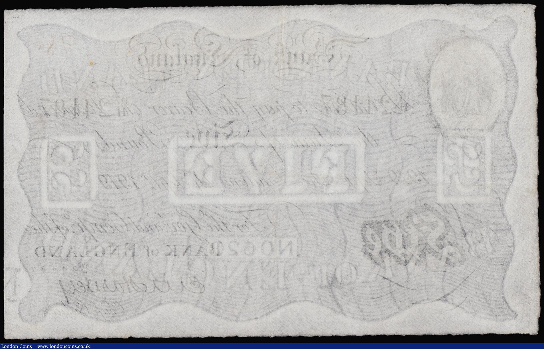 London Coins : A180 : Lot 49 : Five Pounds Harvey London 24 September 1919 VF a number written top right front B209a, 97/H 24187