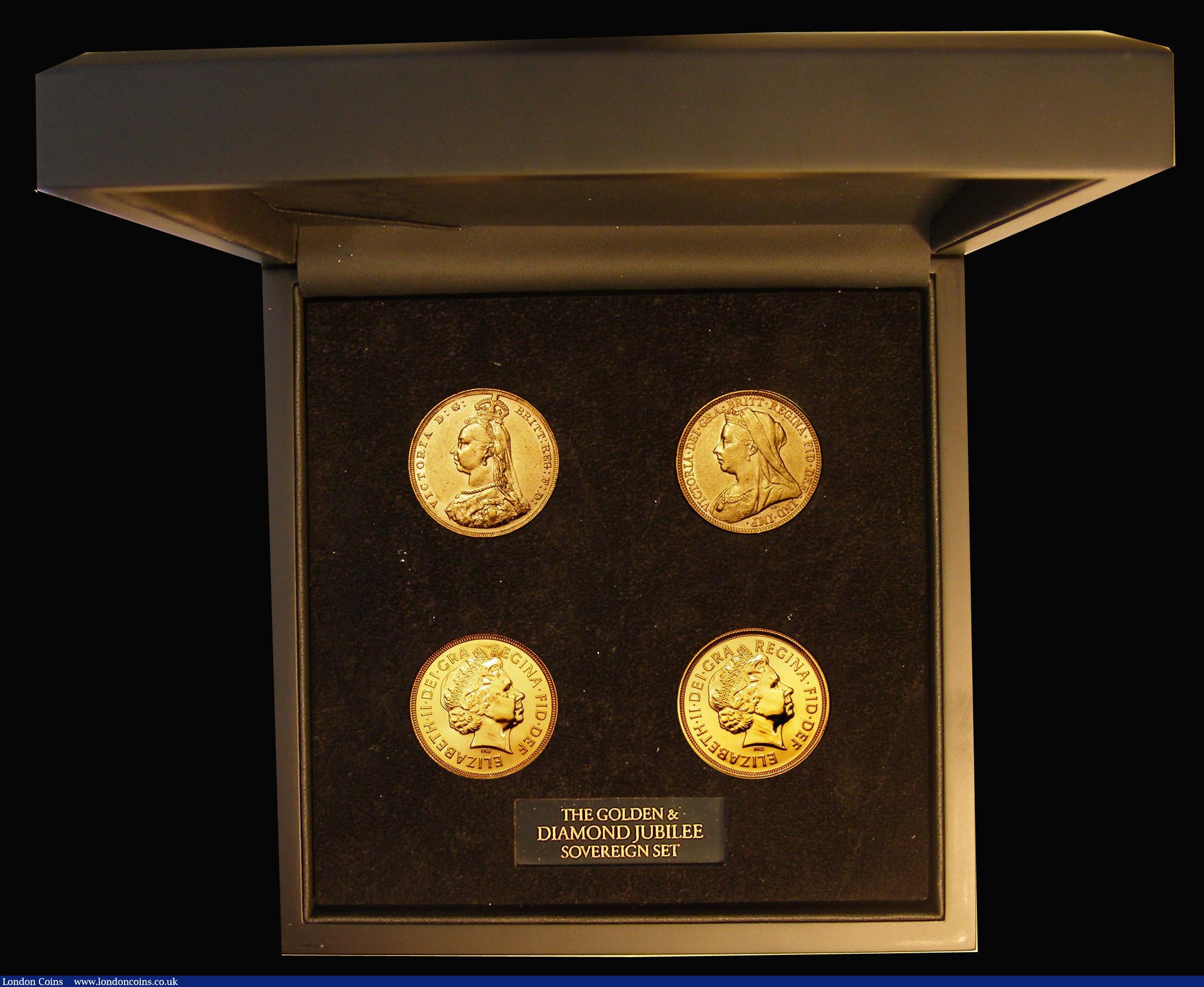 London Coins : A180 : Lot 516 : Sovereigns a 4-coin set 'The Golden and Diamond Jubilee Sovereign Set' comprising Sovereig...