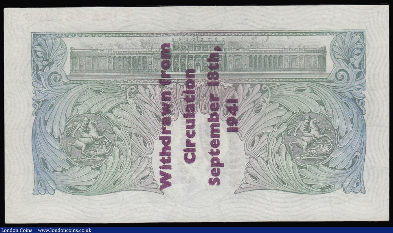 London Coins : A180 : Lot 71 : One Pound Peppiatt B239A Guernsey overprint prefix E15A, "Withdrawn from circulation September ...