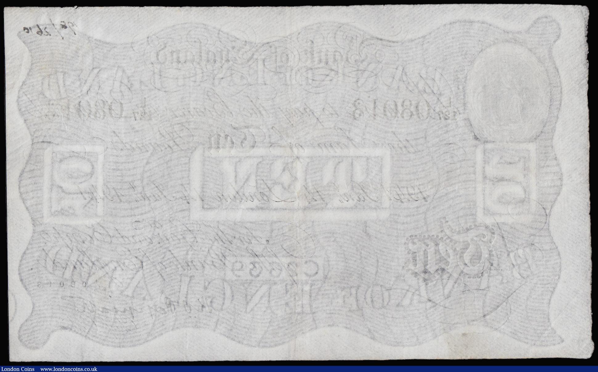 London Coins : A180 : Lot 78 : Ten Pounds Peppiatt white B242 London 14th Jan 1941 L /127  08013, Pick 336 VF inked numbers front t...