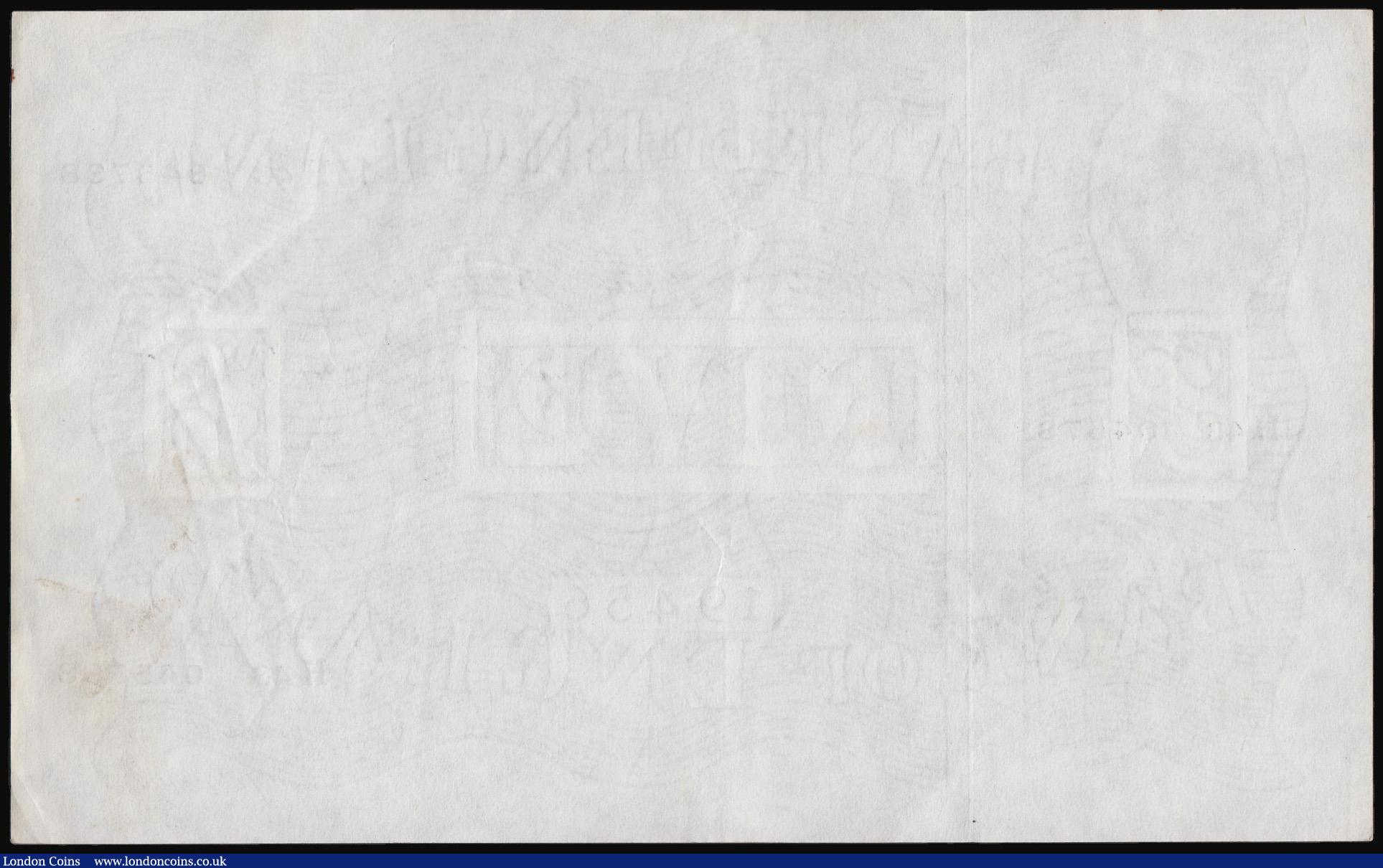 London Coins : A180 : Lot 85 : Five Pounds Peppiatt white B255 dated 15th February 1945 serial number H43 045738 near EF with some ...