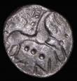 London Coins : A180 : Lot 1143 : Celtic Silver Unit, Reverse: Horse right with three pellets below, the obverse weak, 0.79 grammes, p...
