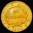London Coins : A180 : Lot 970 : France 40 Francs Gold 1806U Turin Mint KM#675.5 Fine with some edge nicks, scarce