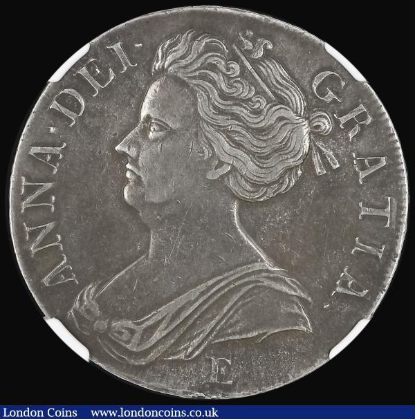 Crown 1707 E, Second Bust, SEXTO edge ESC103 NGC XF40 : English Coins : Auction 181 : Lot 1537