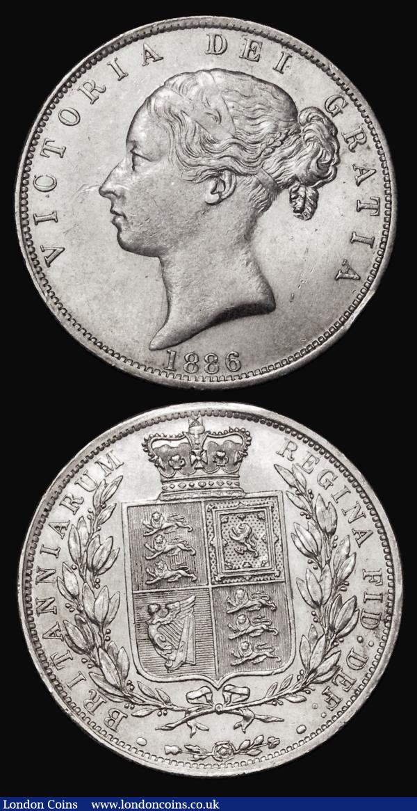 Halfcrowns (2) 1850 ESC 684, Bull 2733 VF with some scratches and light pitting, 1886 EF with an edge nick and some heavier contact marks on the obverse : English Coins : Auction 181 : Lot 1862